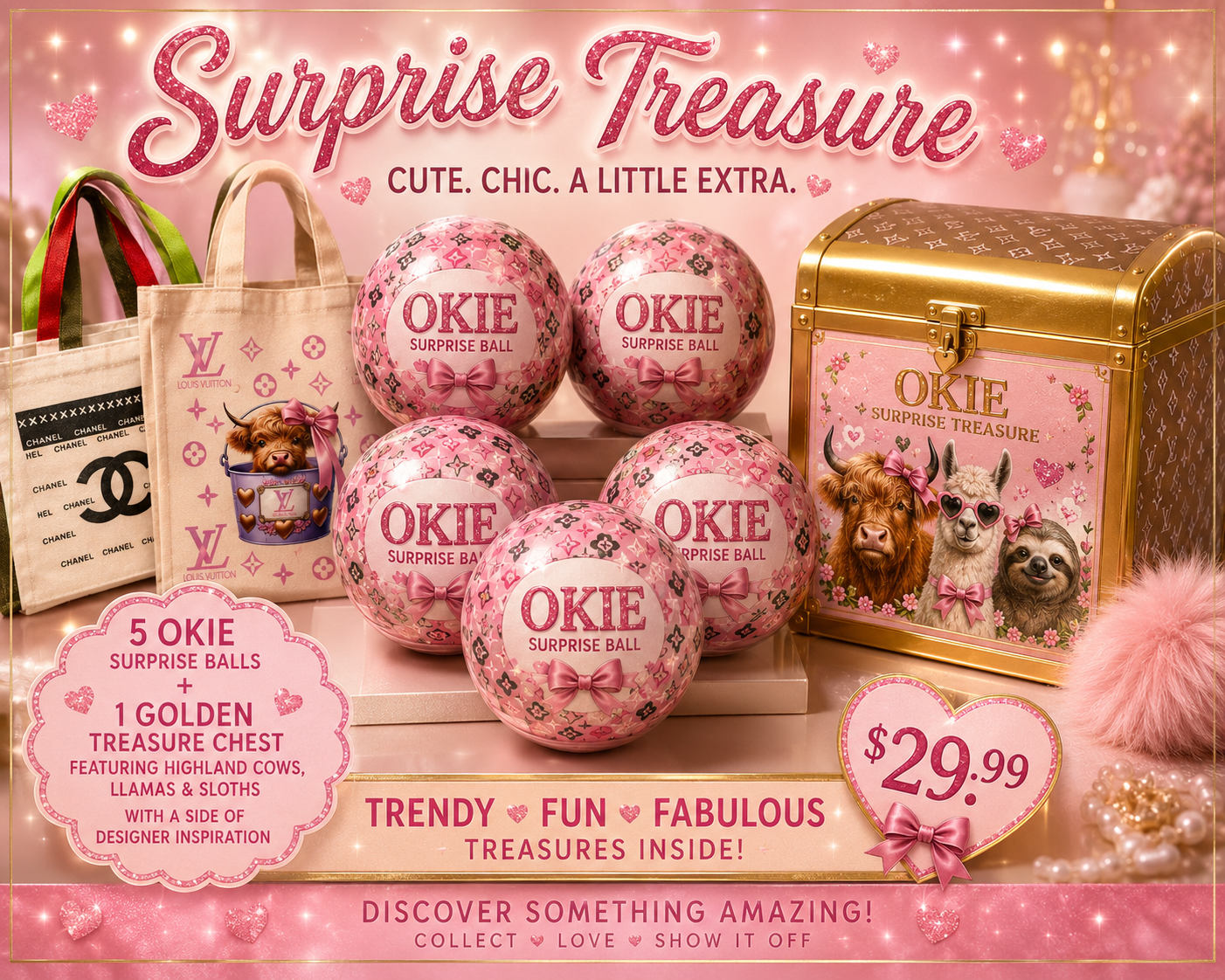 5 OKIE SURPRISE BALLS PLUS 1 GOLDEN TREASURE CHEST